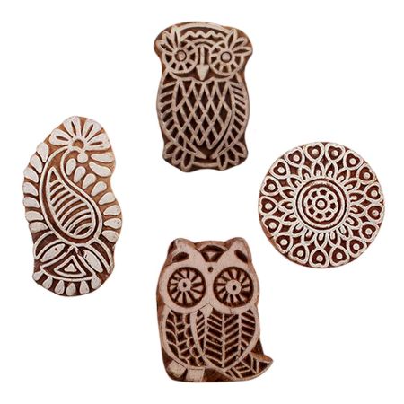 Set of 4 Piece New Mix Wooden Printing Blocks